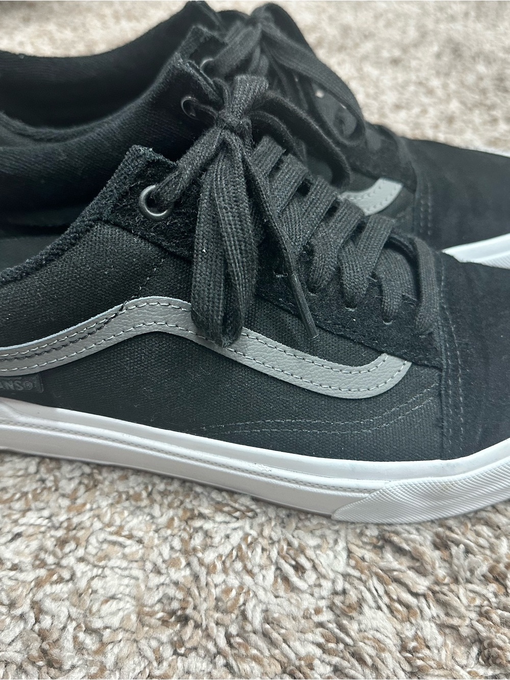 Vans Black Canvas Low-Top Sneakers with Gray Side Stripe
